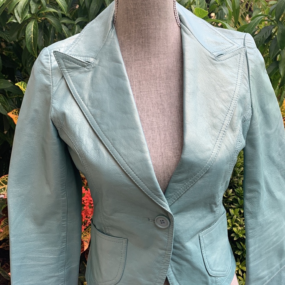 Bebe Winter Green Leather Jacket - image 2